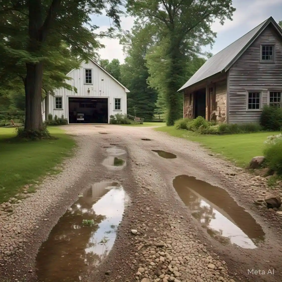 water pot holes in driveway towards redsidential homes