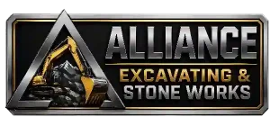 driveway repair company alliance excavating and stone works logo